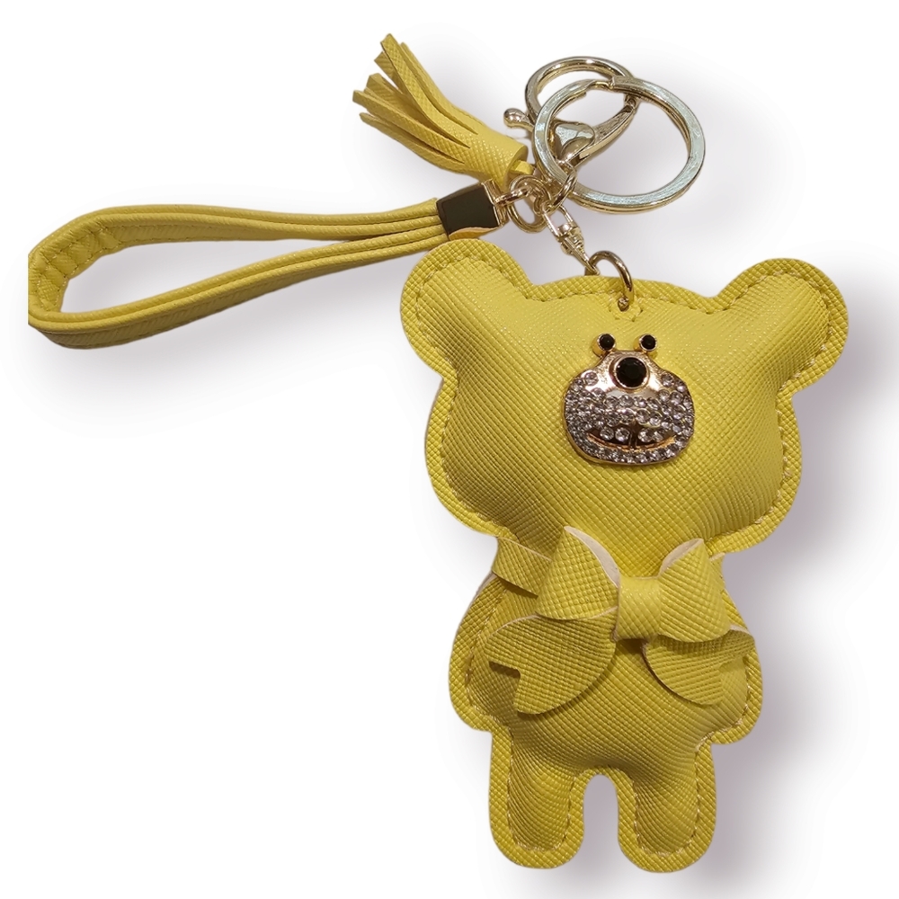 💛🐻Yellow Bear Patent Leather Keychain🐻💛